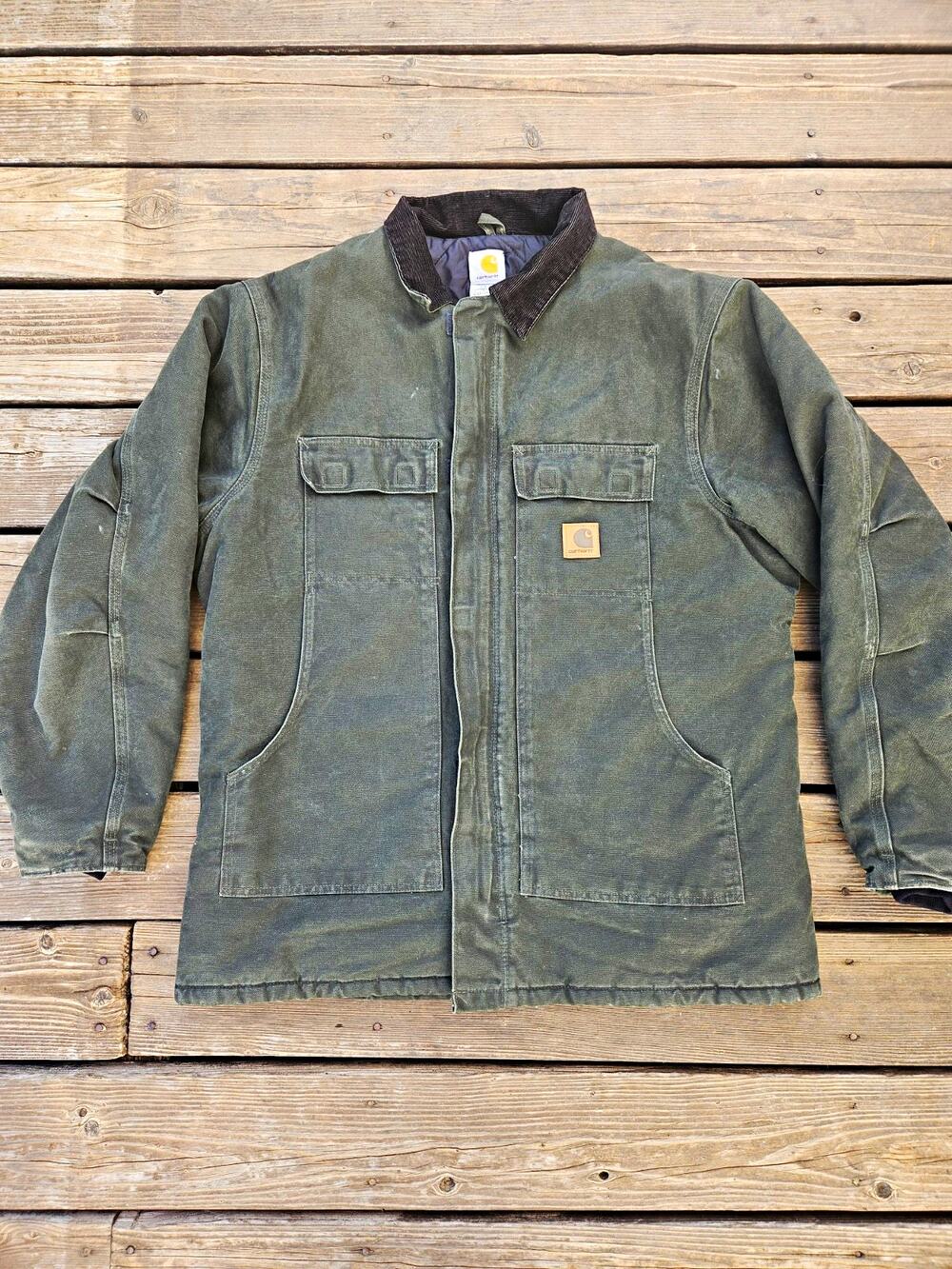 Vintage Carhartt C26 MOS Moss Green Traditional Coat XL Tall Very Good No Stains
